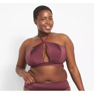 Lane Bryant Cacique High Neck Cutout Swim Bikini Top 22